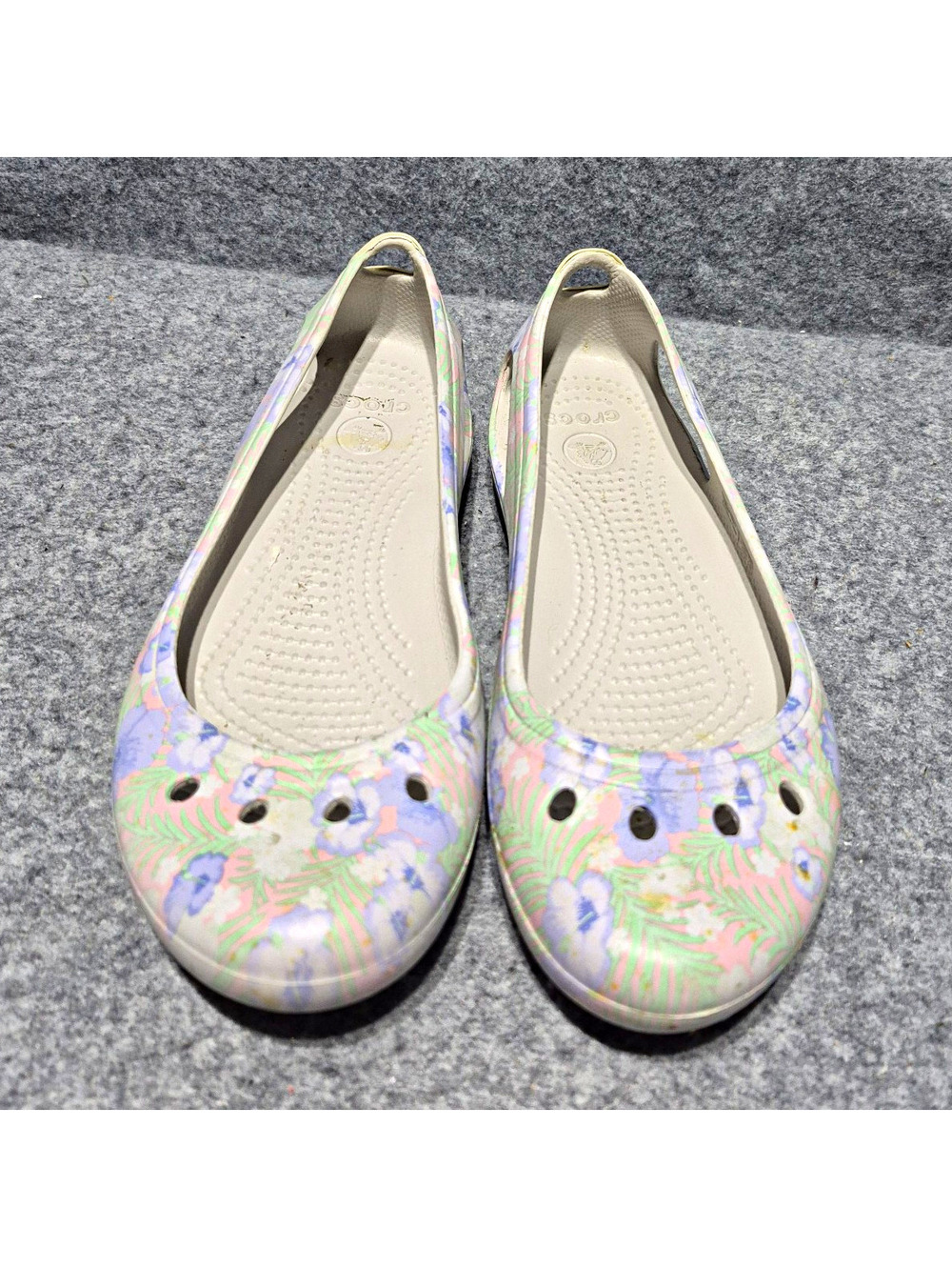 Crocs Floral Multicolor Slip On Women's Ballet Flats Round Toe US 6